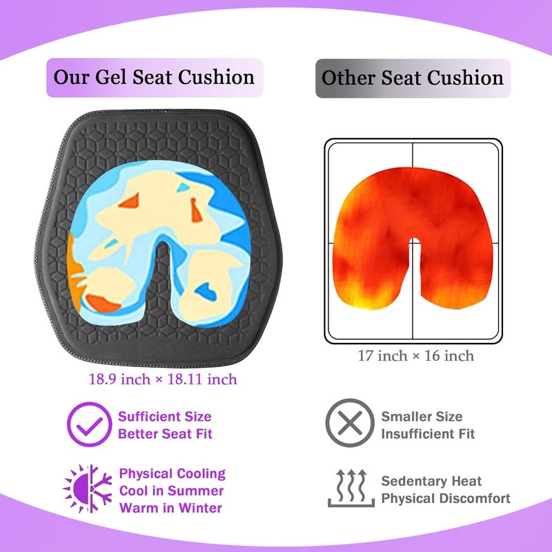 Binsheo Thin Premium Gel Seat Cushion for Car Seat, Office Chair, Wheelchair, Golf Cart - Non-Slip Car Seat Cushions with 0.7 Inch Gel - Sciatica & Coccyx Pain Relief (Suede, Black) - Image 5